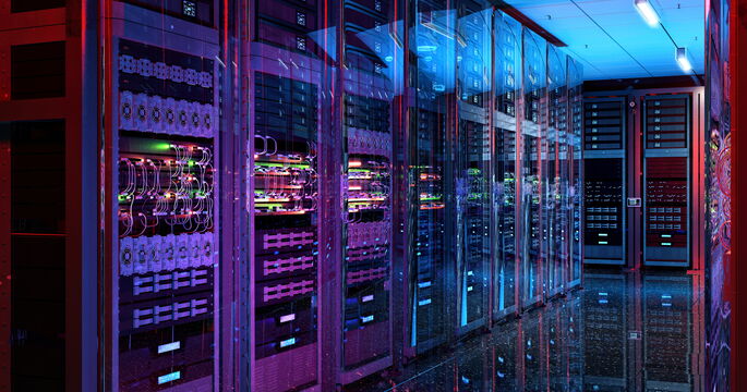 View of a futuristic server room