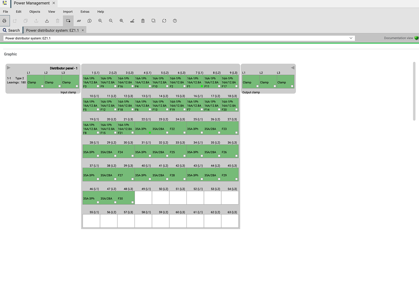 Screenshot des Energiemanagements in der DCIM-Software von FNT